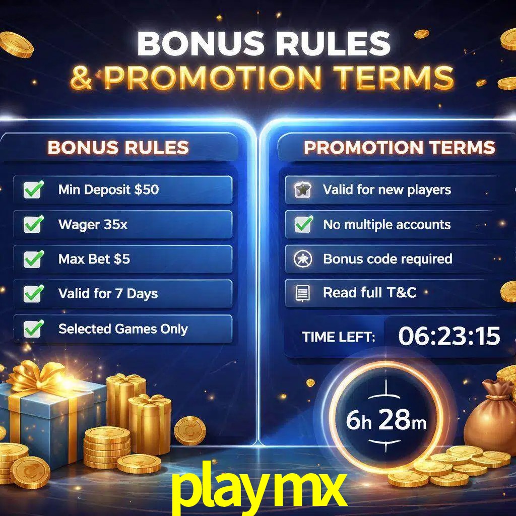 Reglas de promoción playmx y condiciones de bonos explicadas visualmente