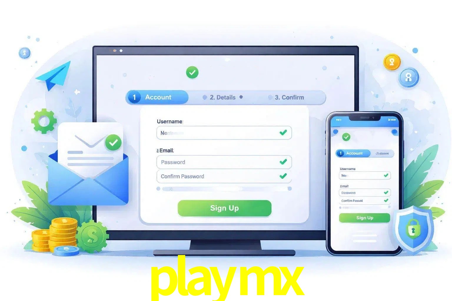 Registro de nuevo usuario y configuración de cuenta playmx