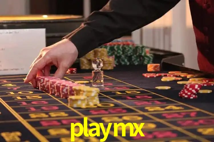 Una escena digital vívida inspirada en casino con playmx mostrado prominentemente, luces brillantes, fichas, cartas y acentos dorados.